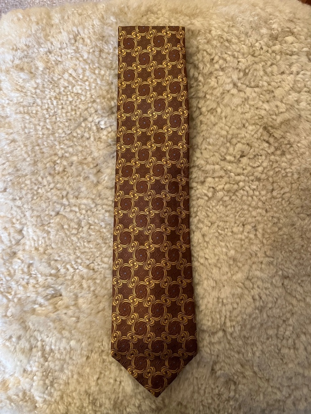 Robert Talbott Maroon Tie with Gold Swirl Motif